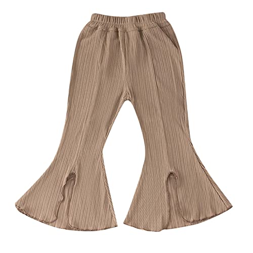 Toddler Baby Girl Ruffle Ripped Flare Jeans Stretchy Bell Bottom Pants Ripped Denim Trousers Gray Flared Leggings