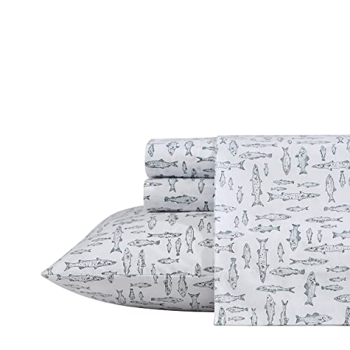 Image of Eddie Bauer - Full Sheets, Cotton Percale Bedding Set, Crisp & Cool Home Decor, Dorm Room Essentials (Albright Hill Green, Full)