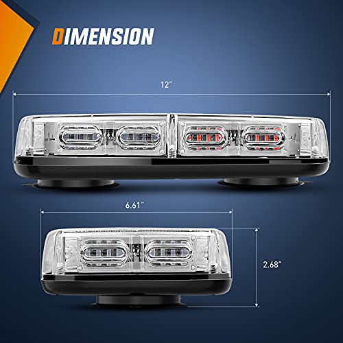 Image of Nilight 12 Inch Roof Top Strobe Lights Magnetic Mount | Red Blue Hazard Light Emergency Safety Warning LED Flashing Light Bar 48LED 12V 24V for Cars Trucks Snow Plows