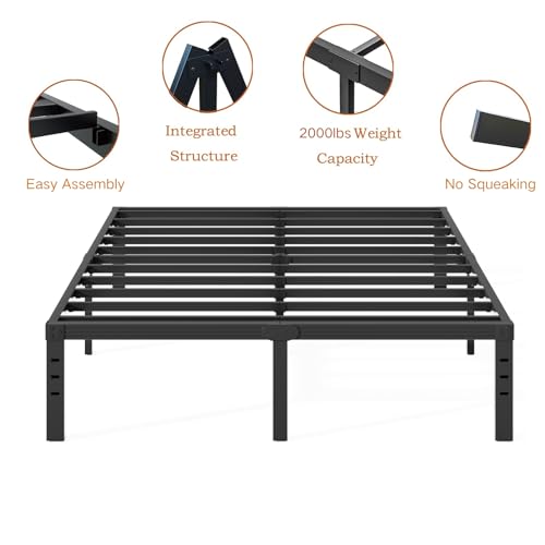 COMASACH 18-Inch Queen-Bed-Frame, Tall Heavy Duty Black Metal Bed Frames No Box-Spring Needed, Easy Assembly, Under Bed Storage, Noise Free Mattress-Foundation Support up to 2000Lbs by COMASACH - Image 7