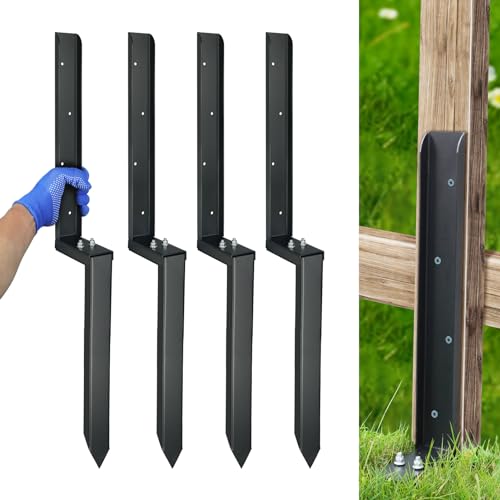 Kit de reparación de postes de valla para arreglar bases caídas con estacas de acero de 32" 2