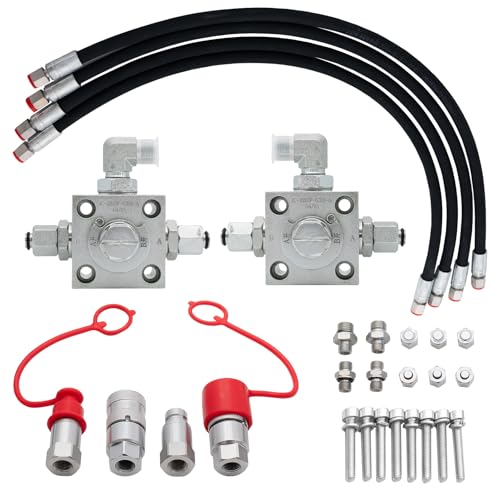 GIYI 2 Pack 3 Way Hydraulic Diverter Valves Kit for 1-2 Ton Mini Excavators, with 31 inch Hydraulic Hoses, Quick Connectors & Auxiliary Connector. Excavator Attachments Fit M14 Hose