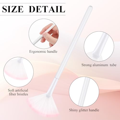 Image of 9 Pieces Facial Fan Mask Brushes, Soft Facial Applicator Brushes Tools for Peel Glycolic Makeup for Mud Cream(White Pink)