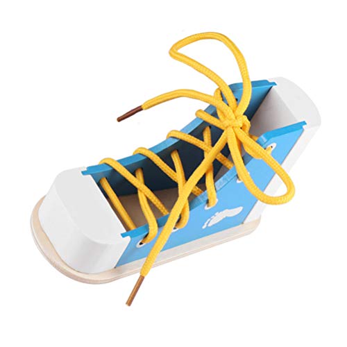 STOBOK Sapato de Madeira Enfiar Brinquedo Amarrar Gravata Prática Ensinar Brinquedos Brinquedos Educ