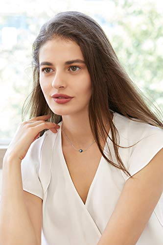 Minimalist Black Pearl Choker Necklace - 6.0 Mm Potato Shape Adjustable One Pearl Necklace Jewelry Stainless Steel Small Dainty Peacock Blue Pearl Choker Collar Necklace For Women Teen Girls 14 Inch #TOP1