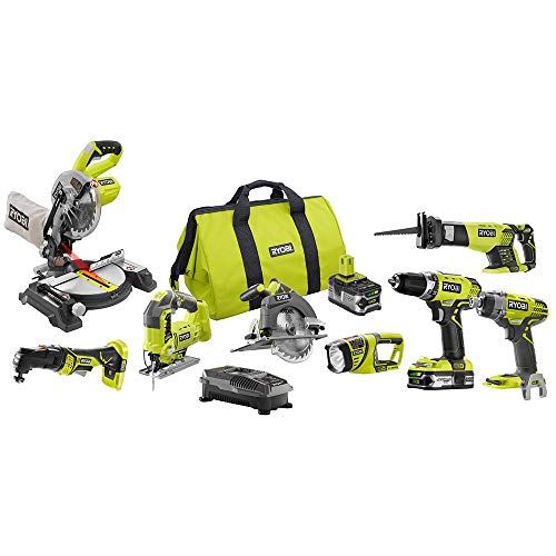 Ryobi P1894 ONE+ 18-Volt Lithium-Ion Cordless 8-Tool Combo Kit