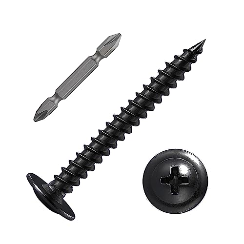 Image of (100 pcs) Wensilon #10x2 inch Black Phillips Truss Head Wood Screws Quick Metal Self Tapping
