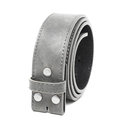Image of BC Belts Leather Belt Strap with Vintage Distressed Texture 1.5 inch Wide with Snaps and without Buckle