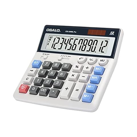 OSALO Taschenrechner große Tasten Extra großes Display 12-stelliger Tischrechner Bürorechner (OS-200ML) Cover