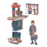 EVEROX Herramientas Juguete Educativas para Niños - Banco Herramientas Juguete Interactivo, Caja Herramientas Juguete Completa, Ideal para Niños, Educadores y Coleccionistas (Construcción)