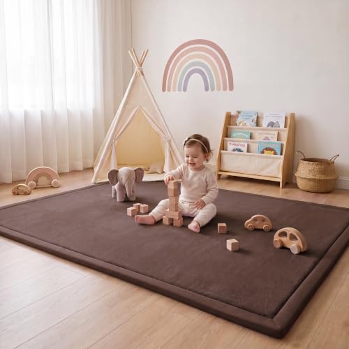 Image of 1.3 inch Thick Baby Play Mat for Floor,39x59 Memory Foam Tummy Time Mat