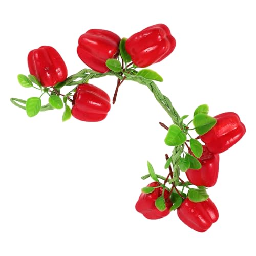 Levemolo Ristra de Pimientos Artificiales Colgantes Decorativos Simulación Realista de Vegetales Falsos para Adornos de Cocina y Decoración del Hogar Unidades Roja