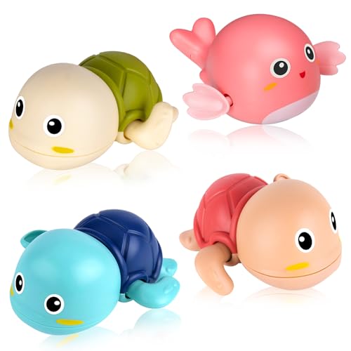 Image of Bath Toys, 4 Pack Baby Bath Toys for Toddlers 1-3, Floating Wind-up Toys Swimming Pool Games Water Play Set Xmas Gift for Bathtub Shower Beach Infant Toddlers Kids Boys Girls Age 1 2 3 4 5 6 Years