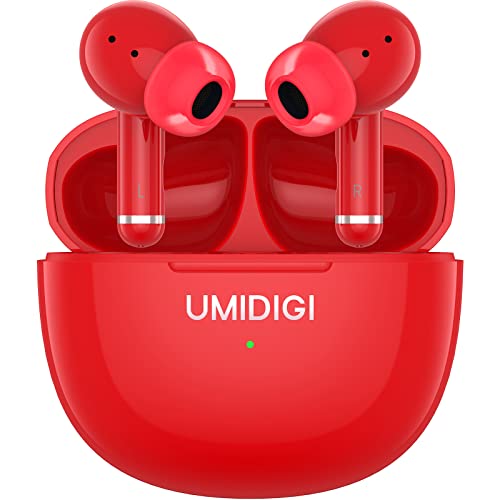 UMIDIGI Bluetooth Kopfhörer, Wireless Earbuds,AirBuds Pro In-Ear Kopfhöhrer, Wireless Bluetooth 5.1 Con 3 HD Microfono,Sport In-Ear,IPX5Wasserdicht,Aufbewahrungsbox mit Ladefunktion (Rot) Cover
