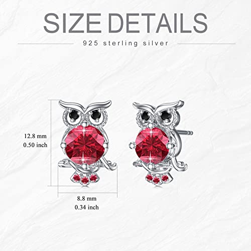 POPKIMI S925 Sterling Silver Owl Stud Earrings for Women - July Birthstone Jewelry Gifts for Daughter Granddaughter4