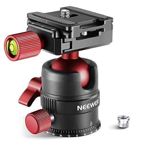 Testa A Sfera Girevole 360° Per Treppiede In Alluminio: Attacco 1/4", Portata Fino A 5kg, Per Fotocamera, DSLR, Smartphone E Micro Proiettori (Nero)