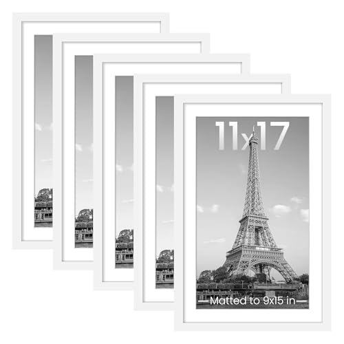 upsimples 11x17 picture frame set of 5, wall & tabletop