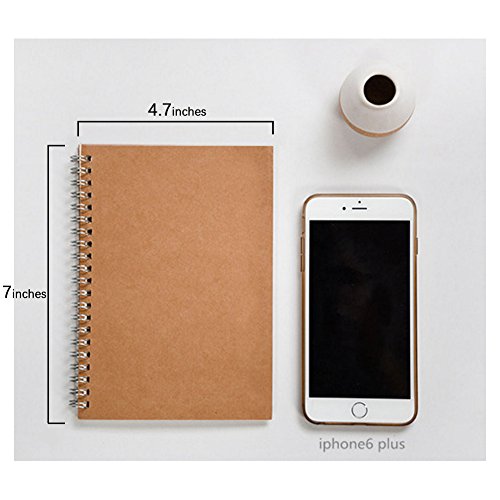 DSTELIN Soft Cover Spiral Notebook Journal 2-Pack, Blank Sketch Book Pad, Wirebound Memo Notepads Diary Notebook Planner with Unlined Paper, 100 Pages/ 50 Sheets, 7Inchx 4.75Inch (Brown and Black)