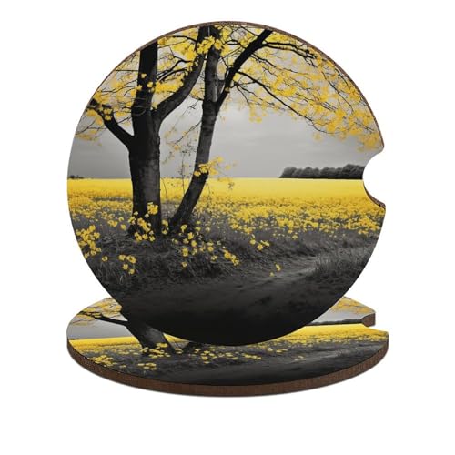 Portavasos de Madera Universal Pack 2 con Diseño Floral miniatura 1