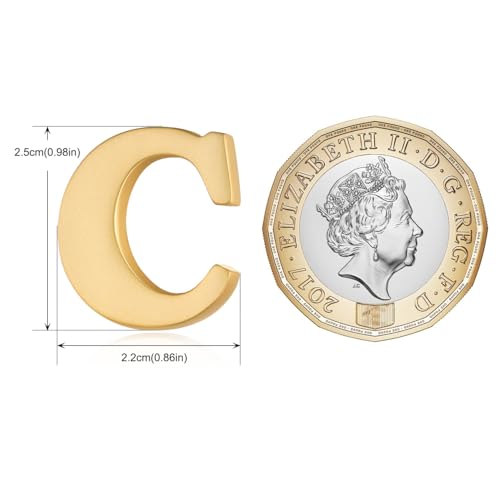 Image of HONEY BEAR Mens Womens Initial Alphabet Letter Lapel Pins Collar Badge Brooches for Business Wedding Graduation Gift Matte Gold 0.59 inches