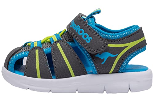 KangaROOS Unisex Kinder K-tiffy Sandale, Steel Grey/Lime, 28 EU