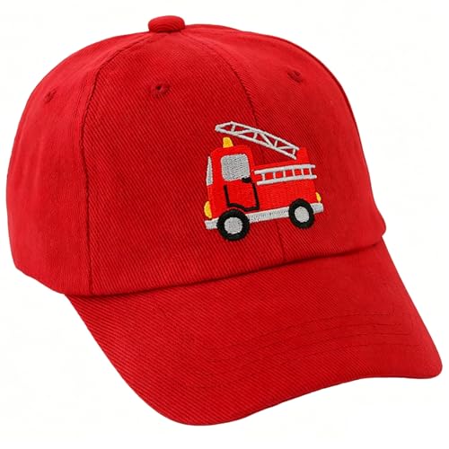Embroidered Fire Truck Baseball Caps for Toddler Boys Girls Funny Cotton Hat Adjustable Dad Summer Sun Hat 3-8 Years