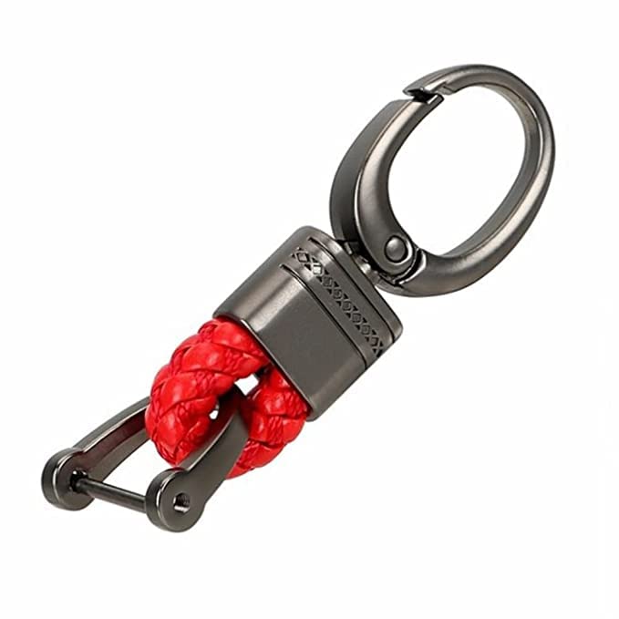 Premium Universal Car Bike Cycle Home Office Traveling Key Holder Handwoven Key Chain Alloy Keyring Leather Steel Styles hook (1 PES) (MultiColor)-image-8