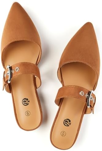 Rekayla Mules for Women Adjustable Strap Pointed Toe Backless Loa...