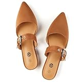 Rekayla Mules for Women Flats Comfortable Closed Pointed Toe Women Adjustable Mules Shoes Brown Size 9