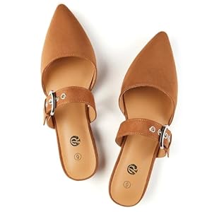 Rekayla Mules for Women Adjustable Strap Pointed Toe Backless Loafer Shoes…