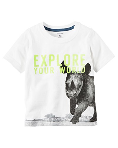 Camiseta blanca para bebé Carter's de 9 meses con estampado de exploración mundial