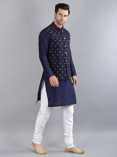 Image of Uri and MacKenzie Men's Silk Blend Kurta Pajama with Designer Ethnic Nehru Jacket /Modi Jacket