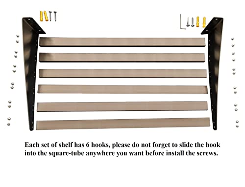 Mecete 304 Stainless Steel Standard Wall Shelf, Cookware Storage Organizer, Kitchen Wall Pot Pan Rack,With 6 Hooks, Capacity 200 Lb (23.5" X 14") Suitable For Electric Oven, Microwave Oven #TOP2