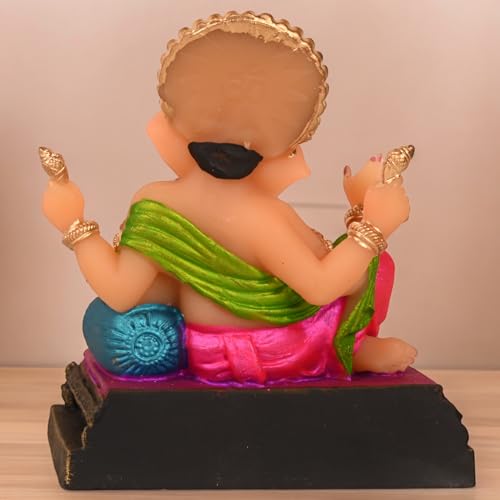 Image of KariGhar Peshwa Ganesh Idol Perfect for Car Dashboard and House Warming Multicolor