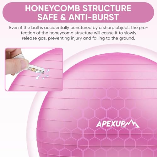 Image of APEXUP Yoga Ball, 660 lbs Anti-Burst Exercise Ball with Pump, 5 Sizes | Anti-Burst, Anti-Slip, SGS Certified, Strengthens Core, Improves Balance & Posture, Boosts Flexibility & Stability