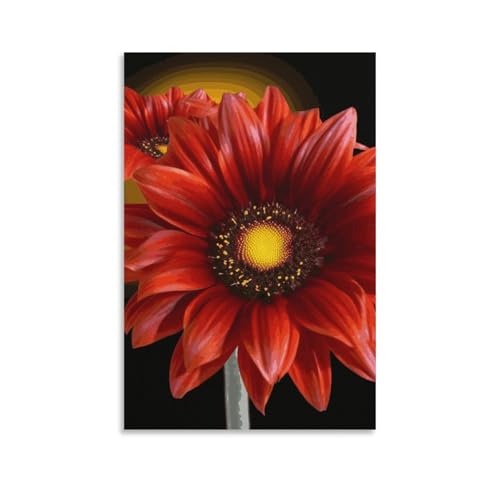 Tournesol rouge HEBVNJF en peinture sur toile, poster de décoration murale