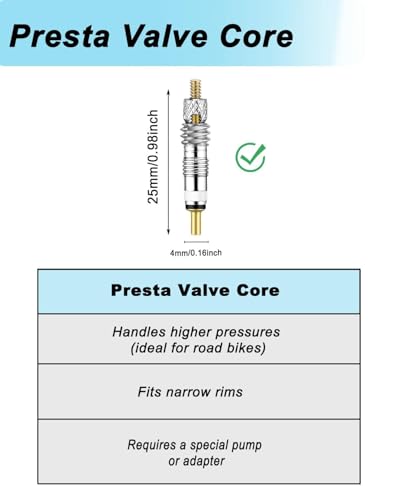 Image of Riseuvo 20pcs Presta Valve Core - Durable Replacement for Road & MTB Tires - Leak-Proof Tubeless Stem Cores - Universal Cycling Maintenance Kit