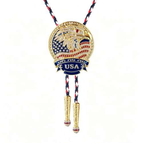 Image of GelConnie Bolo Ties for Men Women Western Cowboy Tie Mens Western Necklace Leather Necktie Gold Bolero Tie Cowboy Necklace