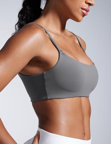 Image of CRZ YOGA Butterbreeze Scoop Neck Sports Bras | Medium Support, Removable Pads, Training, Fast Dry, Spaghetti Straps, U Back, for Women
