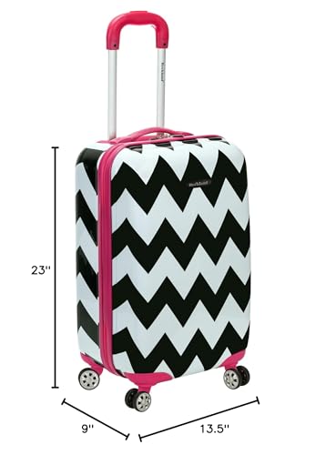 Image of Rockland Safari Hardside Spinner Wheel Luggage, Carry-on 20 inch, Pink Chevron