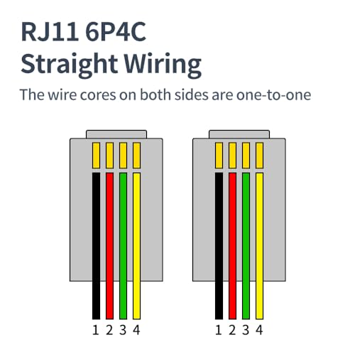Cable de teléfono de 10 pies blanco RJ11 6P4C AV04214 para fax 5