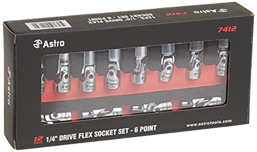 Astro Pneumatic Tool 7412 12-Piece 1/4" Drive Flex Socket Set - 6 Point - Metric #TOP1