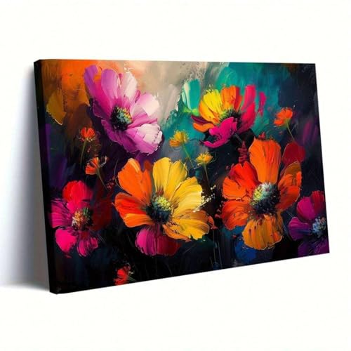 Décoration murale rose de fleurs pour salon moderne cadre 50x70
