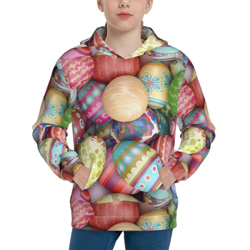 Easter Eggs Kids Pullover Hoodies Boys Sweatshirts Girls Athletic Clothes with Pocket