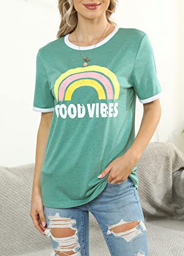 YEXIPO Graphic Tees for Women Short Sleeve Summer Tops Funny Letter Printed Loose Casual T Shirts3