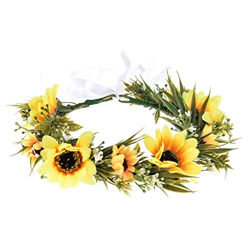 Vividsun Sunflower Crown Floral Flower Crown Hair Accessories (Small Yellow Flower)