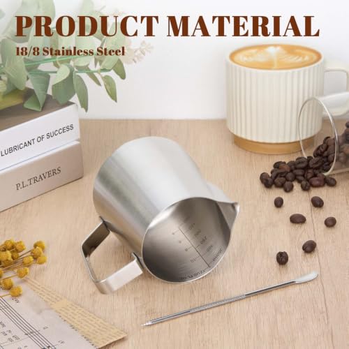 Image of Amrules Milk Frothing Pitcher 12oz Frother Cup Barista Tools, Frosted