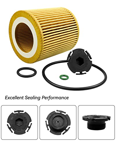 Oil Filter Element Fit for BMW 228i 320i 328i 428i 528i X1 X4 Z6 F20 F21 F30 F31 Some Models, Replace HU816Z 11427953125 11427640862, with O-ring and Cover, 3 Pack - Thumbnail 2
