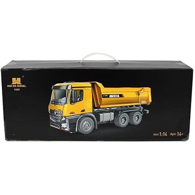 Huina 1582 1/14 10 قناة Full Metal Rc موديل آلة بناء شاحنة قلابة احترافية للتحكم عن بعد - صوت وضوء كامل الوظائف 2.4g