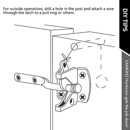 Image of 2 Pcs Self Locking Heavy Duty Gate Latch Automatic Gravity Lever for Wooden Fence with Longer Fasteners, Door Latches with Pull String, Steel, Black